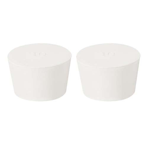 uxcell 2Pcs Solid Rubber Stoppers, White 10# Tapered Lab Plugs Lab Seal Tube Stopper Plug for Industry and Laboratories, 52x43x32mm