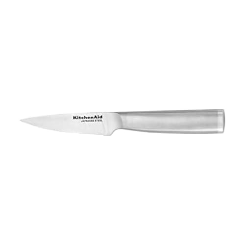 KitchenAid Gourmet Forged Stainless Steel Paring Knife with Custom-Fit Blade Cover, 3.5-inch, Sharp Kitchen Knife, Japanese Stainless Steel Blade, Brushed Handle - style: 3.5-Inch Paring Knife