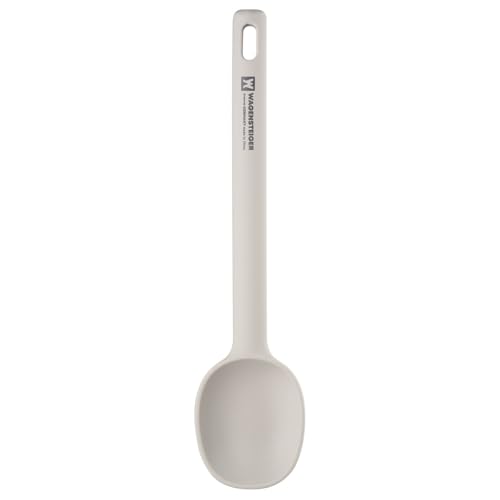 Wagensteiger Light Gray Silicone Cooking & Serving Spoon: Cooking Utensil with Heat Resistant, Non-stick Cookware Safe, Gentle Head Design, BPA Free (11.02inch x 2.56inch Solid) - size: 11.02inch x 2.56inch Solid