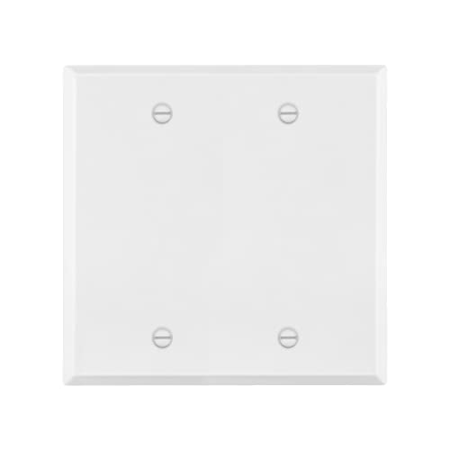 ENERLITES Double Blank Device Metal Wall Plate, Corrosion Resistant, Standard Size 2-Gang 4.50" x 4.57", Powder Coated Stamped Steel, 7702-WM, White Matte - color: White Matte, size: 2 Gang