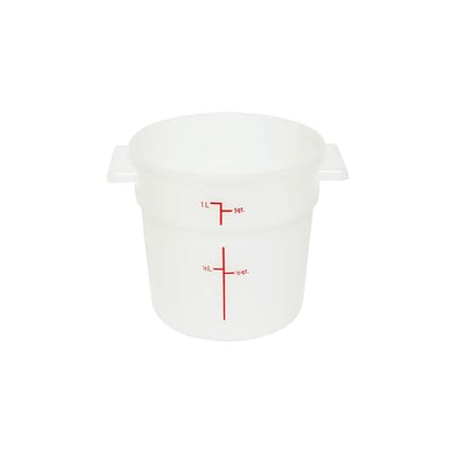 TrueCraftware- 1 Quart White Round Food Storage Container Polypropylene- Commercial Reusable Food Container Canister with Measurement Markings for Meal Prep Pantry Kitchen - size: 1 Quart