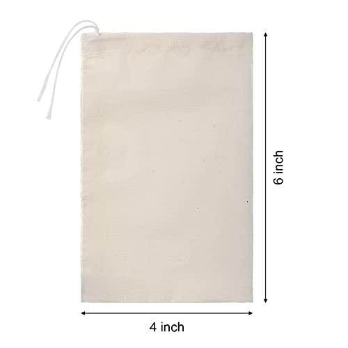 Boao 50 Pcs Cheese Cloth Tea Bags 4 x 6 Inch for Straining Reusable Tea Filter Loose Empty Soup Spice Bags for Cooking Cold Brew Coffee Muslin Strainer