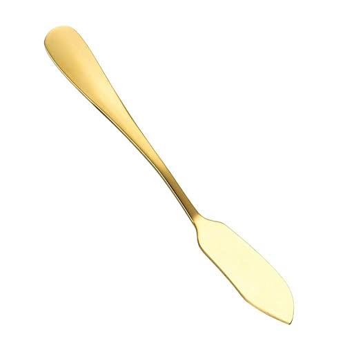 Stainless Steel Butter Knife, Cute Mini 5.7 inches Cheese Dessert Knives Breakfast Spreads Kitchen Knives for Butter Sandwiches Cheese(Gold) - color: Gold