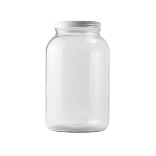 FastRack - 1 Gallon Jar with White METAL Airtight Lid | Glass Canisters with Airtight Lids | Large Glass Jar with Fermentation Lid for brewing, fermentation and pickling - size: 1 Pack