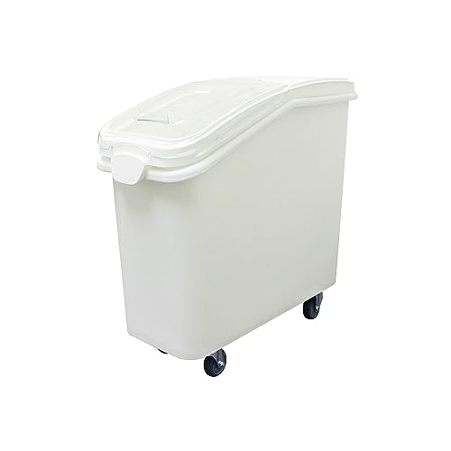 TrueCraftware- 21 Gallon Shelf Ingredient Bin (335 Cups) White with Clear Sliding Lid Casters & Measuring Scoop- Plastic Kitchen Pantry Storage Bin for Dry Food Flour Sugar Kitchen Restaurant - size: 21 Gallon