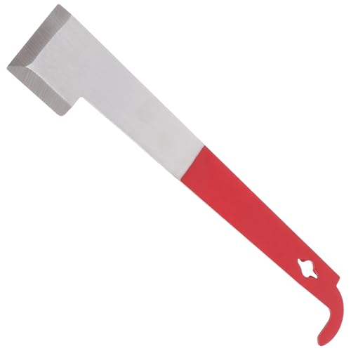 Totority Stainless Steel Curved Tail Hive Tool Scraper Beekeeping Supplies Beehive Frame Lifter with 2.5mm Thick Burgundy Handle for Apiary Maintenance