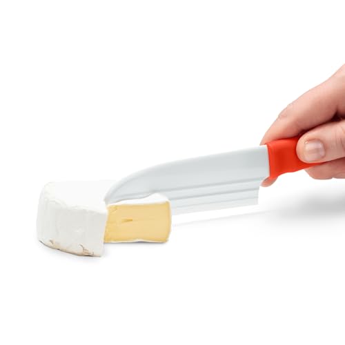 Dreamfarm Knibble Non-Stick Cheese Knife with Built-In Fork - Red | Slices hard and soft cheeses, spreads condiments, with barbed fork for serving and sharing charcuterie, 9" - color: Red