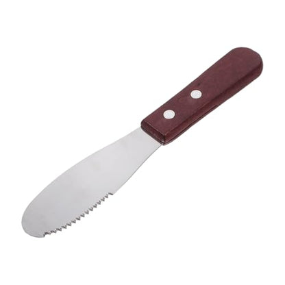 Stainless Steel Cheese Knife with Serrated Edge and Wooden Handle Portable Butter Spreader and Jam Spatula for Baking and Cooking Multi-function Kitchen Tool
