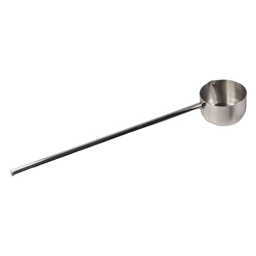 Stainless Steel Soup Spoon, Long Handle Oil Splashing Spoons with Pour Spout Heat-Resistant Hot Oil Scoop Spoon for Serving Chocolates, Gravies and Sauces