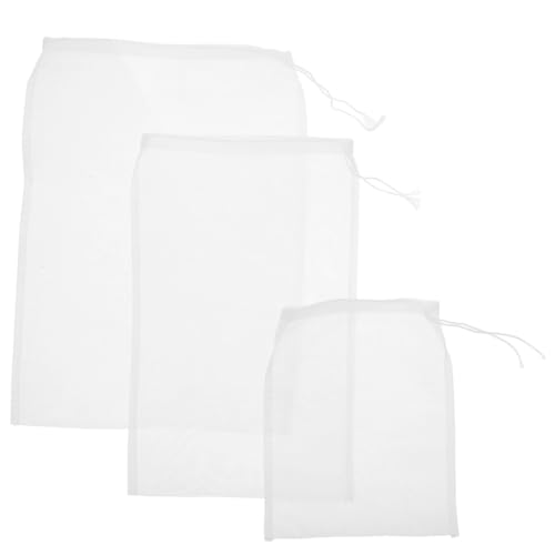 Mikinona 3 Pack Nut Milk Bags Reusable Fine Mesh Filter Bags with Drawstring for Juice Soy Milk Cold Brew Food Strainer 14.17X9.44 Inches