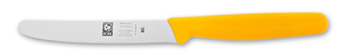 ICEL 4.25 Inch Straight Edge Round Tip Paring Knife, High Carbon German Stainless Steel Blade, Factory-Sharp Edge, Non-Slip Textured Yellow Polypropylene Handle - color: Yellow