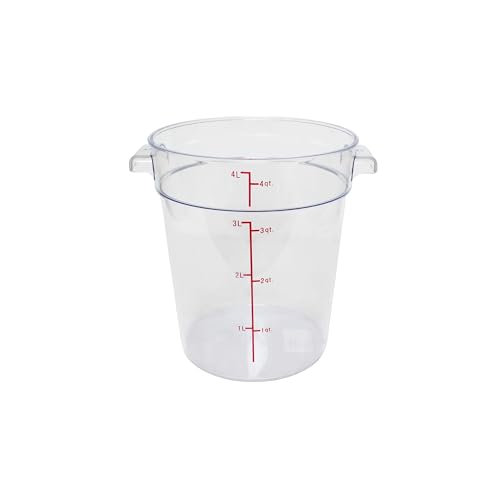 TrueCraftware- 4 Quart Clear Round Food Storage Container Polycarbonate- Commercial Reusable Food Container Canister with Measurement Markings for Meal Prep Pantry Kitchen - size: 4 Quart