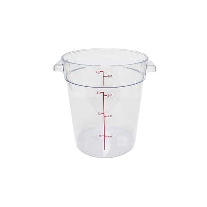 TrueCraftware- 4 Quart Clear Round Food Storage Container Polycarbonate- Commercial Reusable Food Container Canister with Measurement Markings for Meal Prep Pantry Kitchen - size: 4 Quart