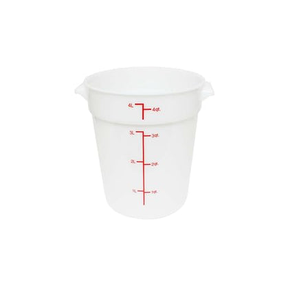 TrueCraftware- 4 Quart White Round Food Storage Container Polypropylene- Commercial Reusable Food Container Canister with Measurement Markings for Meal Prep Pantry Kitchen - size: 4 Quart
