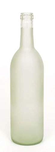 North Mountain Supply 750ml Glass Bordeaux Wine Bottle Flat-Bottomed Cork Finish - Case of 12 - Frosted