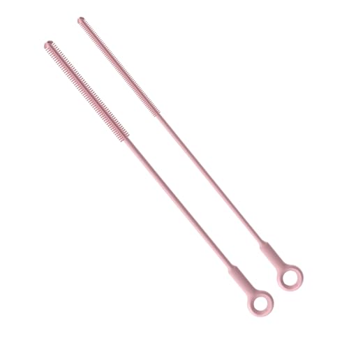 Reusable Silicone Straw Cleaner Brush Set, 2-Pack Extra Long Straw Cleaning Brush for Metal Glass Water Bottle Drinking Straws, Flexible&Bendable Design, Dishwasher Safe, 6mm & 8mm Diameter - color: Light Pink