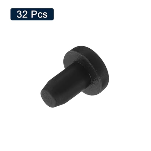 uxcell 32 Pieces Black Rubber Stopper, 3.5mm Plug Holes for 3-3.3mm/0.12-0.13" Hole - size: 3-3.3 mm