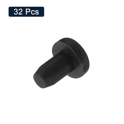 uxcell 32 Pieces Black Rubber Stopper, 3.5mm Plug Holes for 3-3.3mm/0.12-0.13" Hole - size: 3-3.3 mm