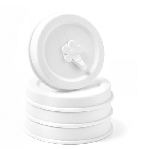 Silicone Mason Jar Lids with Straw Hole for Regular & Wide Mouth Jars | Regular and Wide Mouth Compatible, With Straw Hole, With Stopper - color: white color 4pcs