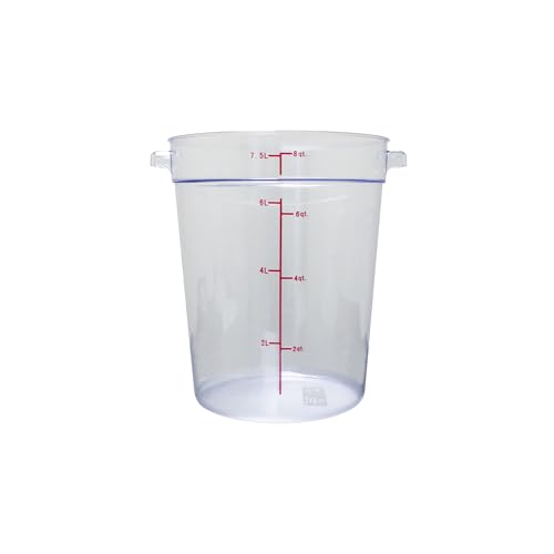 TrueCraftware- 8 Quart Clear Round Food Storage Container Polycarbonate- Commercial Reusable Food Container Canister with Measurement Markings for Meal Prep Pantry Kitchen - size: 8 Quart