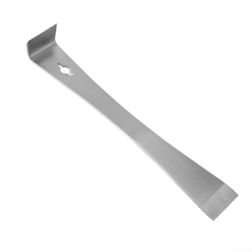 Stainless Steel Pry Bar 10.2 Inch for Woodworking, 3-in-1 Scraper and for CROWBAR Tool for Staple Remover, Car Plastic Trim Disassembly, Bee Hive Equipment with Hanging Hole, Silver