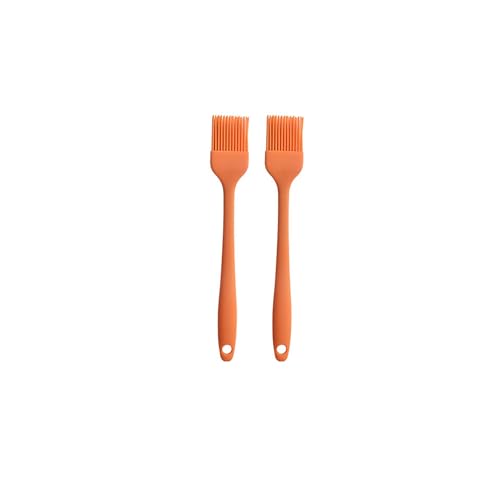 Silicone brush, Oil Brush for BBQ Kitchen Cooking Baking and Grilling (2 PCS,orange) - color: Orange