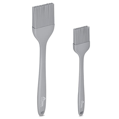 HOTEC Basting Brushes Silicone Heat Resistant Pastry Brushes Spread Oil Butter Sauce Marinades for BBQ Grill Barbecue Baking Kitchen Cooking BPA Free Dishwasher Safe (Grey 2) - color: Grey 2