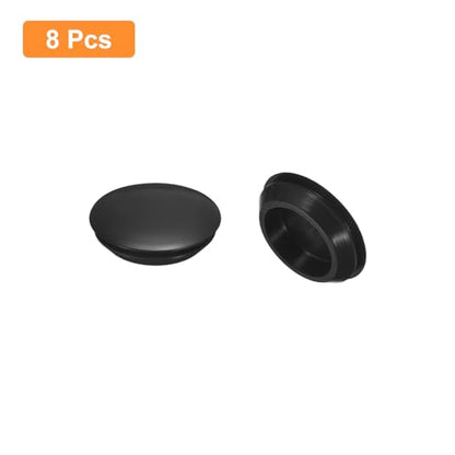 Uxcell 8pc Silicone Plugs - Rubber Round Snap-in Locking Hole Stoppers, Waterproof for Metal Tube & Furniture End Caps, 35-38mm, Black - size: 35-38mm