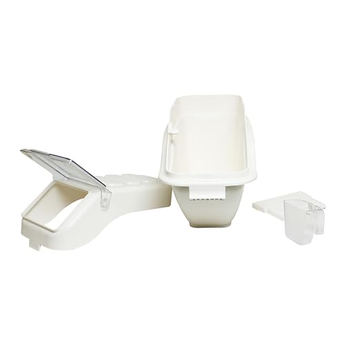 TrueCraftware- 5 Gallon Shelf Ingredient Bin (80 Cups) White Storage Container with Clear Flip Top Lid &Measuring Scoop-Stackable Plastic Food Pantry Organizer for Flour Sugar - size: 5 Gallon