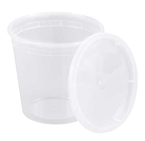 24oz [24-Pack] Microwavable Plastic Deli Food Storage Containers with Lids | BPA Free, leak-resistant, stackable and freezer-safe design helps keep food fresh and secure - size: 24 oz - 24 Pack