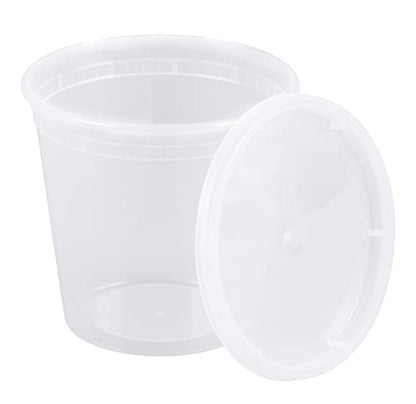 24oz [24-Pack] Microwavable Plastic Deli Food Storage Containers with Lids | BPA Free, leak-resistant, stackable and freezer-safe design helps keep food fresh and secure - size: 24 oz - 24 Pack