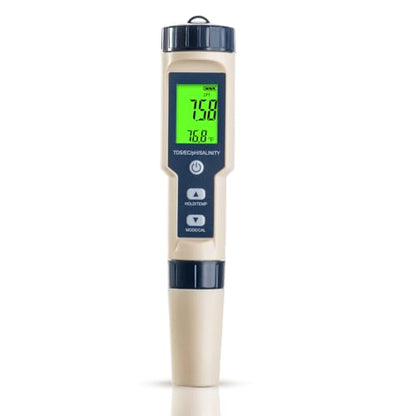 Pool Salinity Tester & pH Meter,Digital 5-in-1 Water Meter (Salt, pH, Temp, EC and TDS) -High Accuracy, Suitable for Swimming Pools, Hot Tubs, Aquariums,Hydroponics and Drinking Water