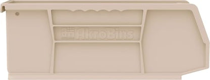 Akro-Mils 30224 AkroBins Plastic Storage Bins, Space-Saving Stackable Bins for Garage, Pantry, Craft Organization, 11" L x 4" W x 4" H, Stone, 12-Pack - color: Stone