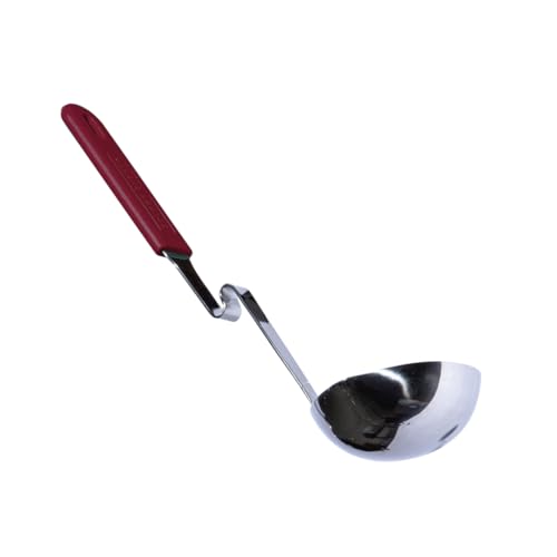 Souper Cubes + Lori Greiner No Mess Stainless Steel Soup Ladle with Silicone Handle - Metal Soup Ladle with No Mess Design That Hooks on Side of Any Pot - Cranberry - color: Cranberry, size: Ladle 1-Pack