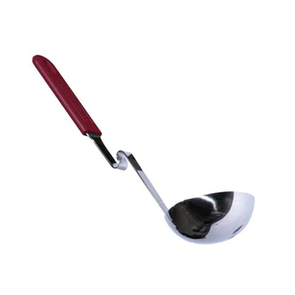 Souper Cubes + Lori Greiner No Mess Stainless Steel Soup Ladle with Silicone Handle - Metal Soup Ladle with No Mess Design That Hooks on Side of Any Pot - Cranberry - color: Cranberry, size: Ladle 1-Pack