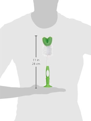 Amazon Brand - Mama Bear Baby Bottle Brush with Nipple Cleaner and Suction Cup Stand,White,3 Count (Pack of 12) - size: 3 Count (Pack of 12)