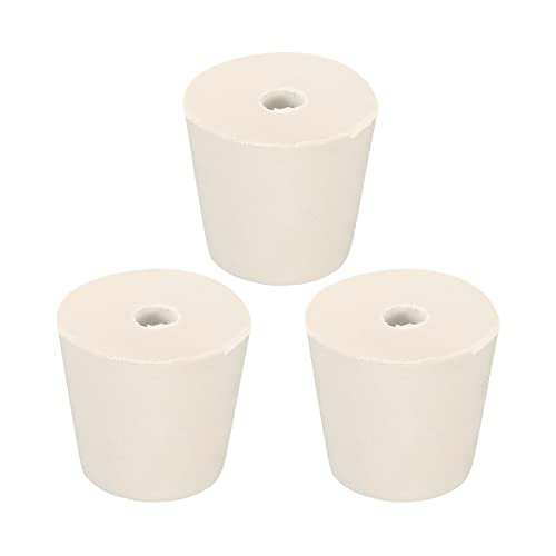 MECCANIXITY Rubber Tapered Plug 25mm to 33mm with 8mm Hole Test Tubes Bungs Stopper White for Lab Home 3 Pieces - size: 25mm to 33mm