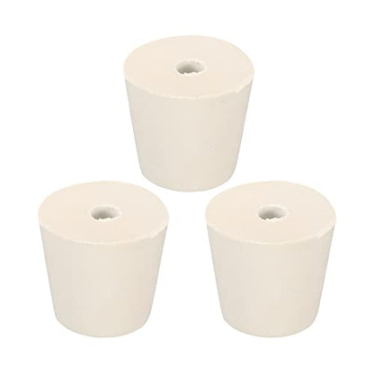MECCANIXITY Rubber Tapered Plug 25mm to 33mm with 8mm Hole Test Tubes Bungs Stopper White for Lab Home 3 Pieces - size: 25mm to 33mm