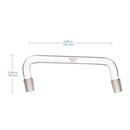 stonylab Glass Distilling Adapter, Borosilicate Glass 75 Degree and 105 Degree Bent Chemistry Adapter with 19/22 Standard Taper Inner Joints, 150 mm Length - size: 19/22 Joint