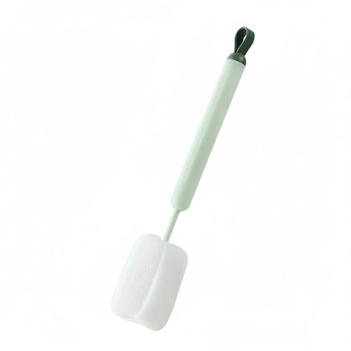 Long Handle Bottle Cleaning Brush with Soft Sponge Head for Deep Cups, Narrow Neck Bottles & Vases - 13 Inch - color: Green