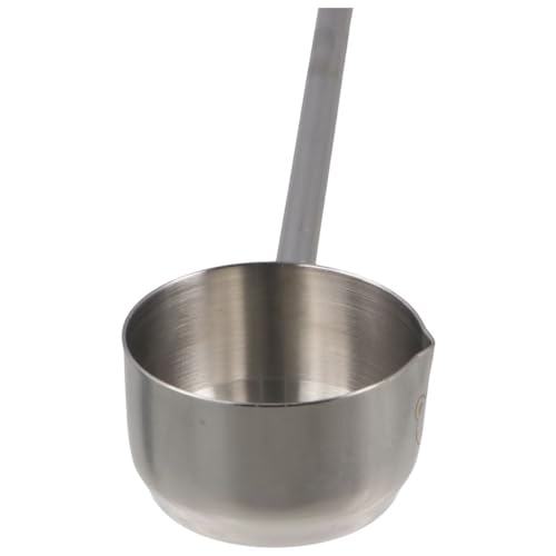 Stainless Steel Soup Spoon, Long Handle Oil Splashing Spoons with Pour Spout Heat-Resistant Hot Oil Scoop Spoon for Serving Chocolates, Gravies and Sauces