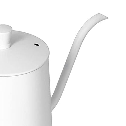 RiToEasysports 304 Stainless Steel Gooseneck Kettle with Thermometer Hole Coffee Pouring Pot Perfect for Hotels Restaurants, 8.6x5.4in (White 600ml) - color: White 600ml