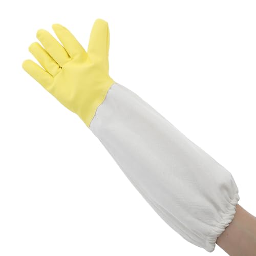 Long Sleeve Beekeeping Gloves with Elastic, High Durability Pu and Canvas Material, Ventilated Heavy Duty Gloves for Beekeepers in Work Scenarios and Gardening