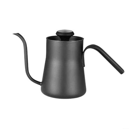Gooseneck Pour Over for kettle 550ml with Thermometer, Stainless Steel Coffee Drip Pot for Stable Flow, Black for teapot Design