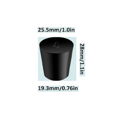 Laboratory Grade Rubber Stoppers, 15 Pieces Assorted Tapered Bungs Set, 4# Solid Black Round Rubbers Hole Plugs - size: 15pcs 4#