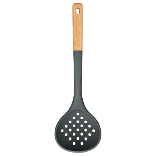 Kitchen Ladle Strainer, Large Slotted Spoon with High Heat Resistant BPA Free, Non Stick Cooking Skimmers For Draining & Frying, 13.2inch (Grey) - color: Gray