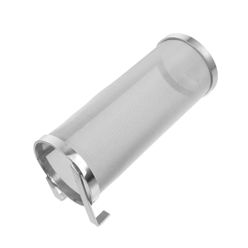 SHINEOFI Stainless Steel Brewing Filter Cylinder 10x25cm Mesh Strainer for Homebrew Beer Brewing Grain Filter Tube with Double Hook Holder