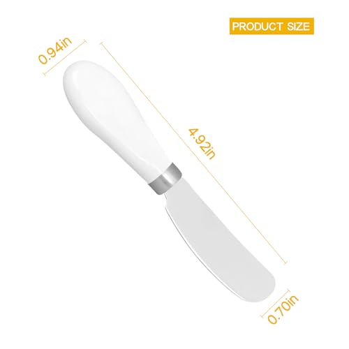 2 Pcs Butter Knife Stainless Steel Butter Spreader Knife with White Porcelain Handle for Spreading Jam, Pastry and Cold Butter Multipurpose Kitchen Gadget, Silver