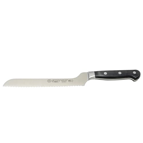 Winco 8" Offset Bread Knife, Triple Riveted, Full Tang Forged Blade