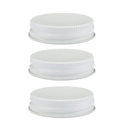 Metal Growler Caps (3 Pack) - For 1-Gallon & 1/2-Gal Sized Glass Jugs - 1.5" (38mm) Dia, Made in USA - Beer/Kombucha/Homebrew Bottle - Food Grade Lid w/Continuous Thread & Plastisol Liner - color: White